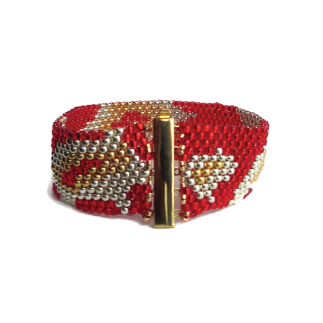Gold, Silver, Red Cobra Bracelet