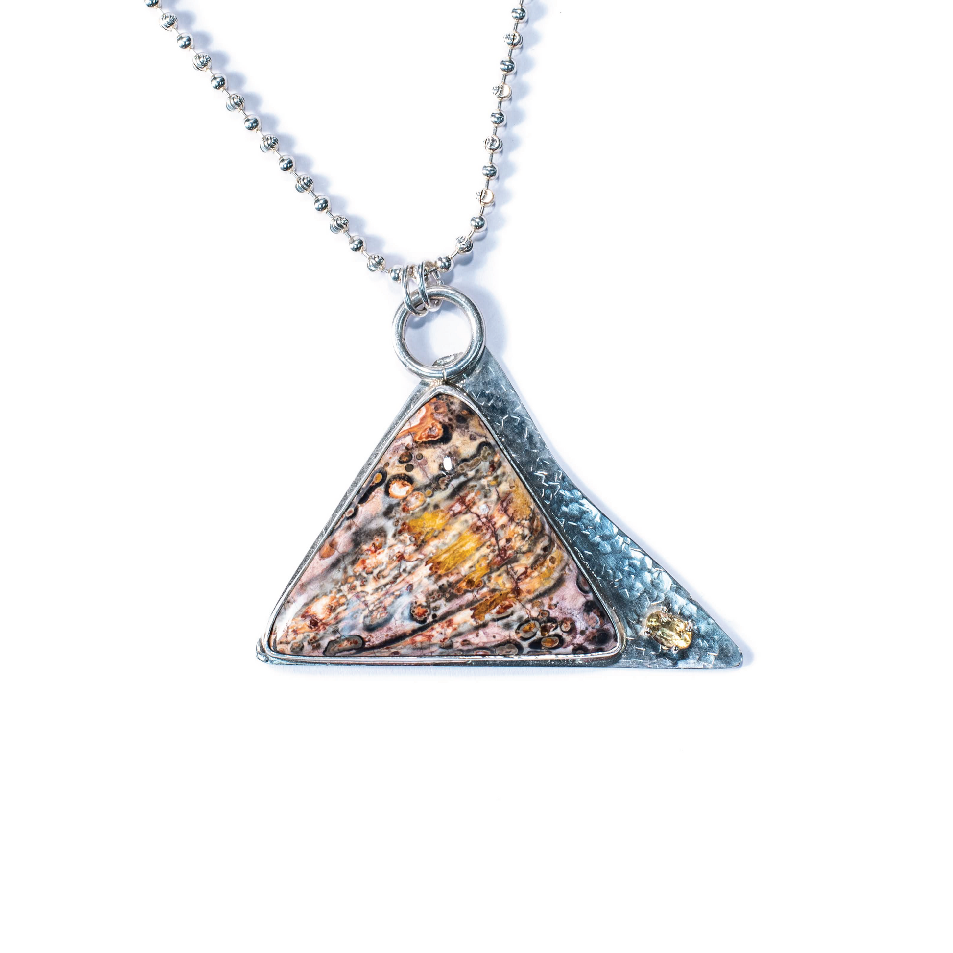 Ocean Jasper, Citrine, Sterling Silver Etched Necklace
