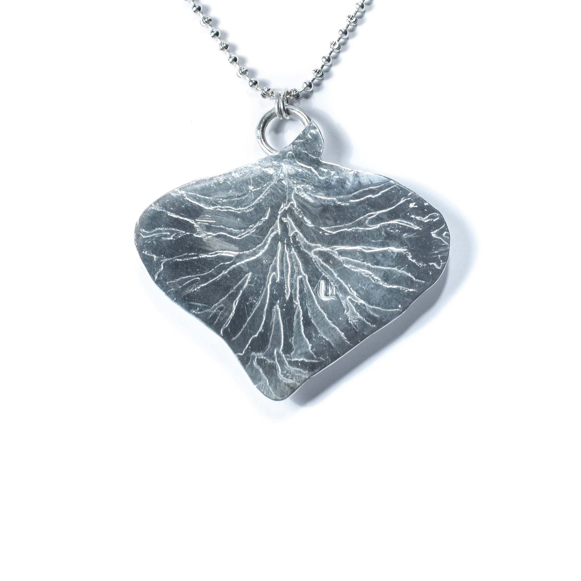 Blue Lace Agate, Aquamarine, Sterling Silver Etched Necklace Back