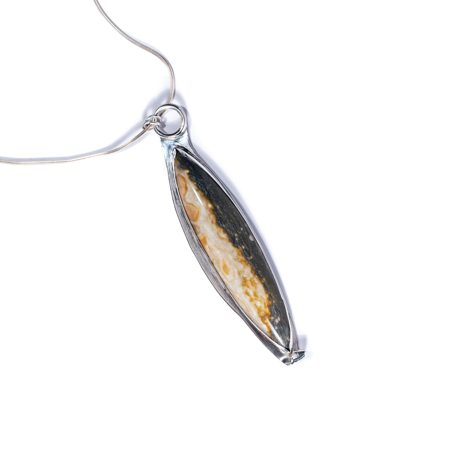 Picture Jasper, Citrine, Sterling Silver Etched Necklace